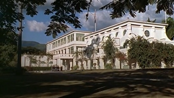This view of King's House, captured from a film, was taken in 1962, four years after the publication of Fleming's novel. 